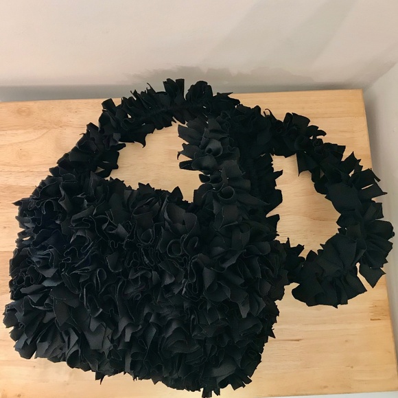 Black Ruffle Shoulder Bag - Picture 1 of 6